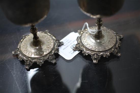 A pair of 19th century Ottoman Turkish engraved silver goblets, 10 oz.